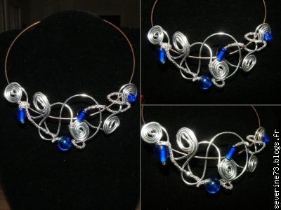 collier argent & bleu foncé